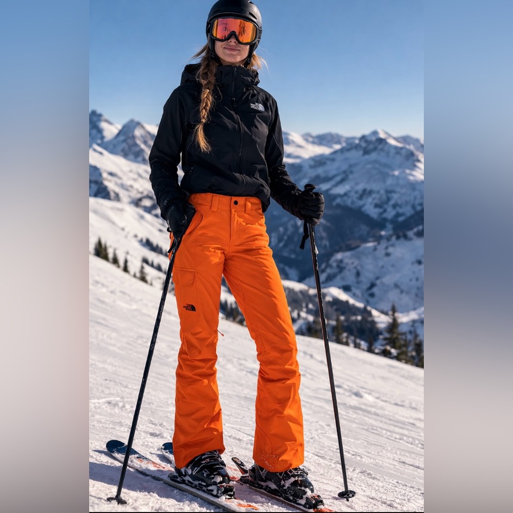 The North Face HyVent Vibrant Orange Insulated Ski Snowboard Pants XS